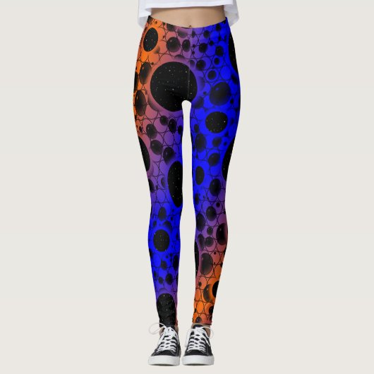 Leggings Bulles d'espace tachetées - Bleu/Orange (Devant)