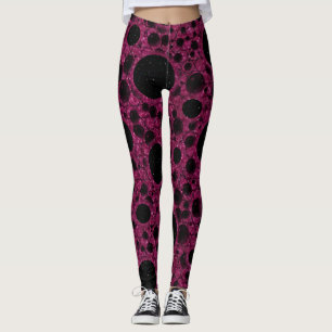 Leggings Bulles d'espace tachetées - Paillettes Fuschia