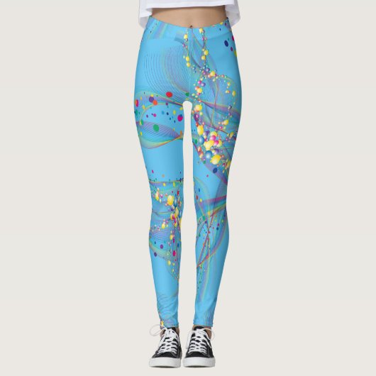 Leggings Bulles torrentielles en multicolores motif L Bleu (Devant)