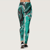 Leggings Bulles turquoises et noires Cellules d'art fluides (Dos)