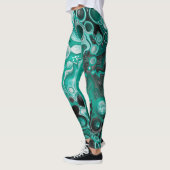 Leggings Bulles turquoises et noires Cellules d'art fluides (Gauche)