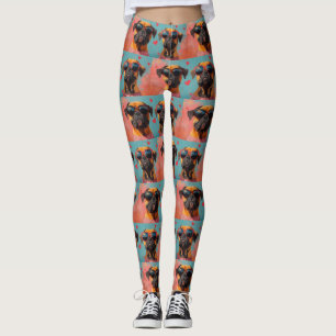Leggings Bullmastiff aux roses du cœur pour la Saint-Valent