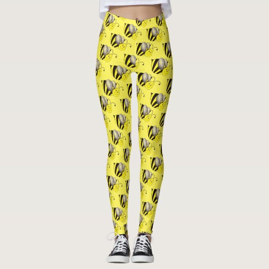 Leggings Bumblebebebe noire jaune Insect animal Imprimer (Devant)
