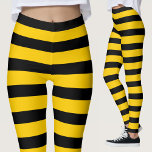 Leggings Bumblebee d'abeille noire et jaune<br><div class="desc">Légumineuses rayées noires et jaunes pour les femmes. Idéal pour un costume d'abeille d'Halloween.</div>