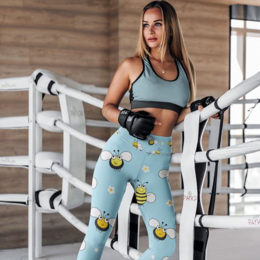 Leggings Bumblebees Bleues Motif Floral | Légendes