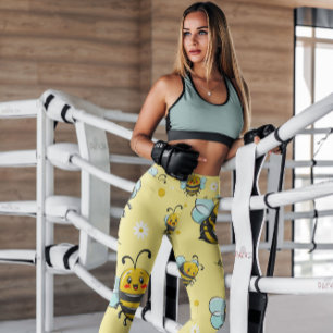 Leggings Bumblebees jaunes à motifs floraux Légendes