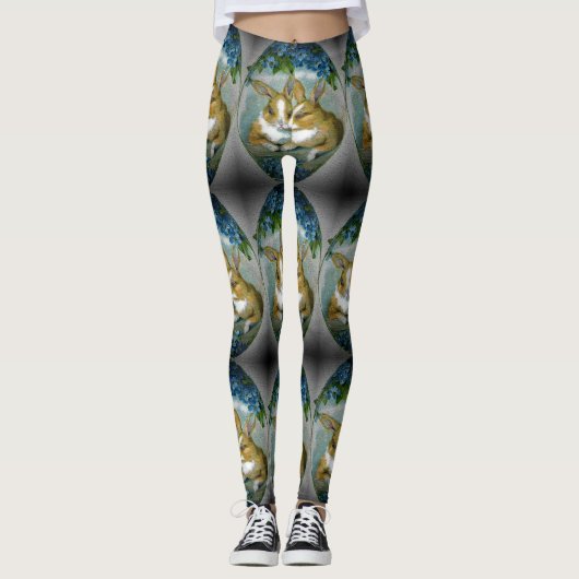 Leggings Bunnies vintages de Pâques Image texturée (Devant)