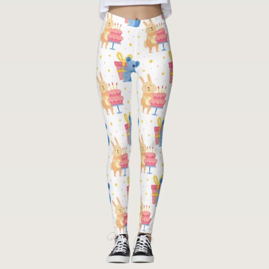 Leggings Bunny Et Koala Portent Sur Les Enfants Anniversair (Devant)