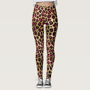 Leggings Burgundy et Gold Leopard Series Design 2
