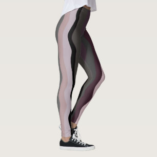 Leggings Burgundy, rose et violet rayures ondulées