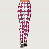 Leggings Burgundy White Checker Diamond Pattern (Dos)