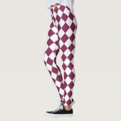 Leggings Burgundy White Checker Diamond Pattern (Gauche)