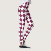 Leggings Burgundy White Checker Diamond Pattern (Droite)