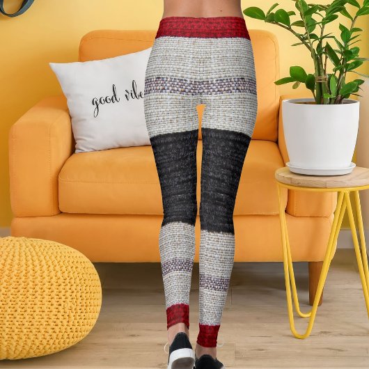 Leggings Burlap Texture Sack Sacking Country Stripe Pattern