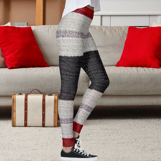 Leggings Burlap Texture Sack Sacking Country Stripe Pattern