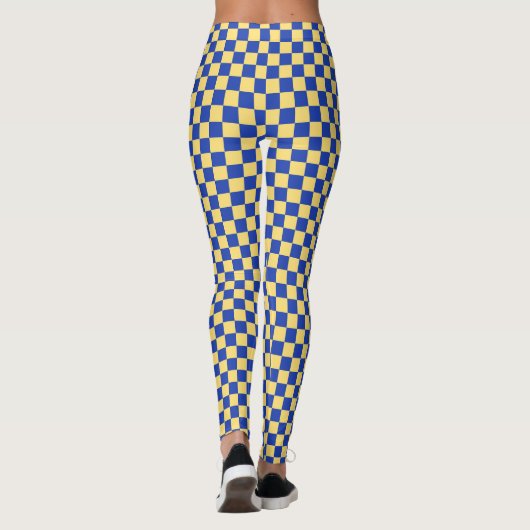 Leggings Butter yellow and blue checkered board pattern (Dos)