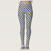 Leggings Butter yellow and blue checkered board pattern (Devant)