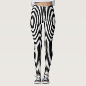 Leggings BW noir et blanc vertical Motif à bande rétro (Devant)