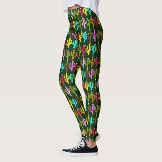 Leggings Cactus de Noël décoré pour les fêtes  (Gauche)