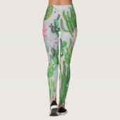 Leggings Cactus et fleurs, aquarelle peinture transparente. (Dos)