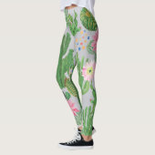 Leggings Cactus et fleurs, aquarelle peinture transparente. (Gauche)