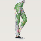 Leggings Cactus et fleurs, aquarelle peinture transparente. (Droite)