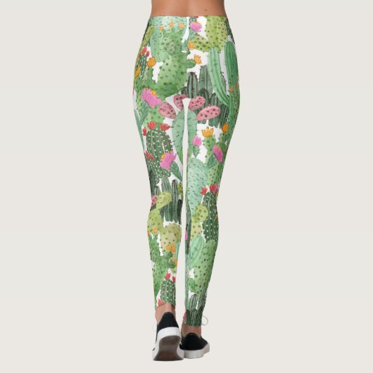 Leggings Cactus peint à la main : Vert désert (Dos)