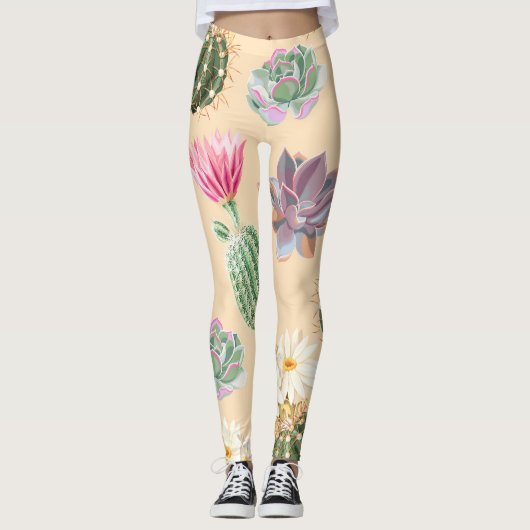 Leggings Cactus Succulent : Motif de détail élevé (Devant)