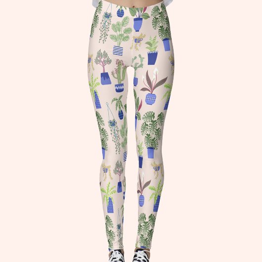 Leggings Cactus Succulent rose pâle