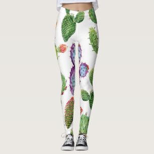 Leggings Cactus tropicaux : Aquarelle Motif sans couture