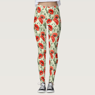 Leggings Cadeau d'anniversaire Coquelicot rouge sans cout