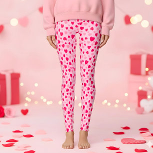 Leggings Cadeau de la Saint-Valentin Cœurs Aquarelle Rose P