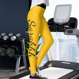 Leggings Cadeau mignon personnalisé rayures jaune orange no