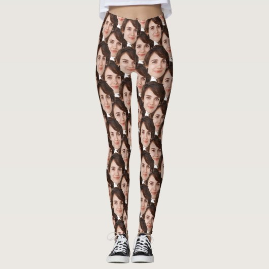 Leggings Cadeau moderne pour elle avec des visages unique F (Devant)