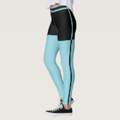 Leggings Cadeau personnalisé avec rayures noires et bleues (Gauche)