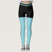 Leggings Cadeau personnalisé avec rayures noires et bleues (Devant)