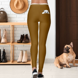 Leggings Cadeau personnalisé de chat mignon brun et blanc r