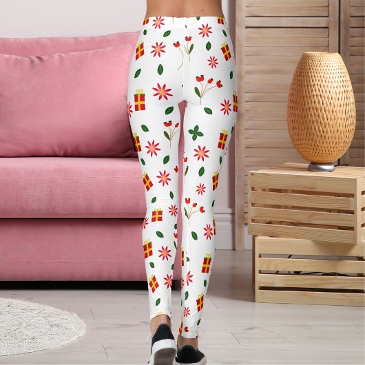 Leggings Cadeau ultra-doux de fleurs de Noël pour les fêtes