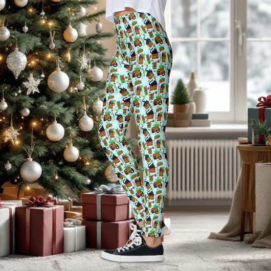 Leggings Cadeaux de Noël de Chat Noir.