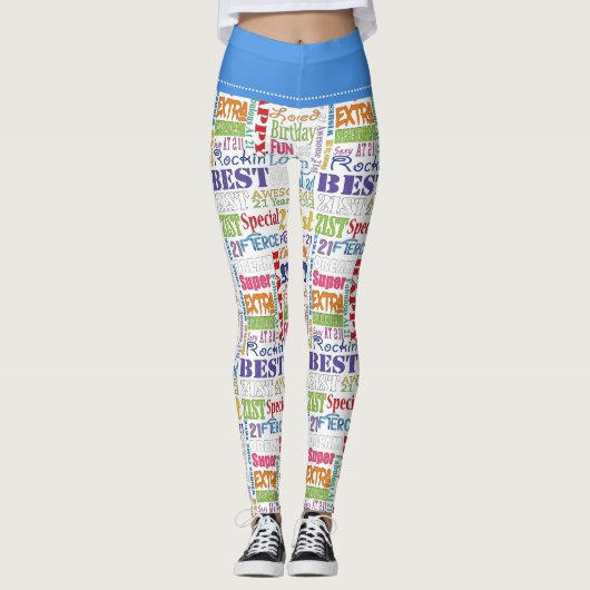 Leggings Cadeaux Uniques Et Spéciaux De Fête Du 21E Anniver (Devant)