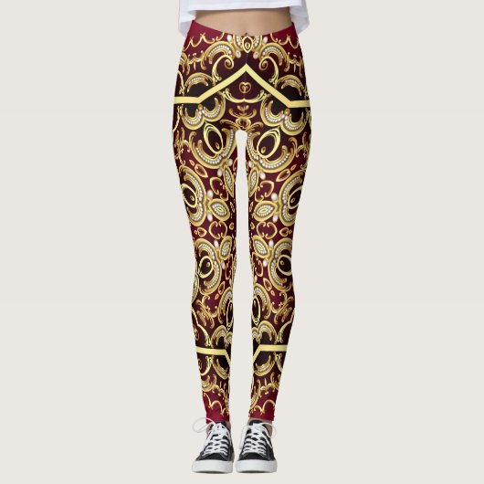Leggings Cadre élégant : perle et or. (Devant)