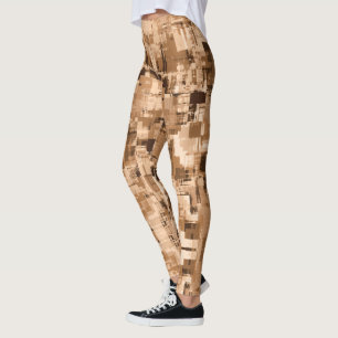 Leggings Café Brown Abstrait tendance