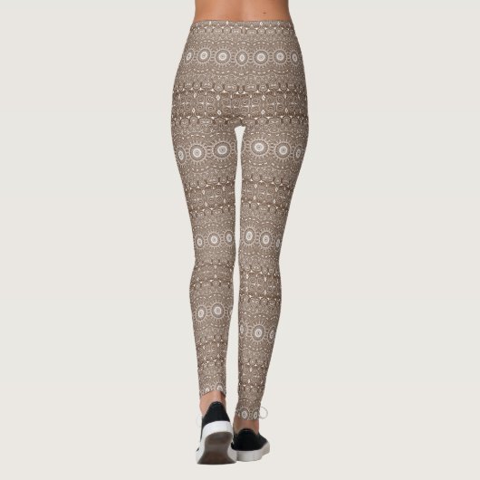 Leggings Café Brown Mandala Kaleidoscope rayé (Dos)