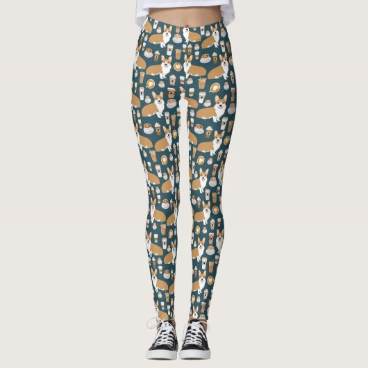 Leggings Café de corgi - guêtres (Devant)