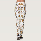 Leggings Cafés, Fèves de café, Amateur de café, Coeurs (Dos)