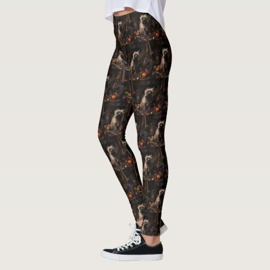 Leggings Cairn Terrier Citrouilles Halloween effroi (Gauche)