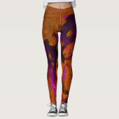 Leggings Calcaire Abstrait dans les violets et l'orange brû (Devant)