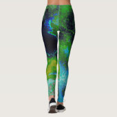 Leggings Calcaire Abstrait en vert citron et bleu (Dos)