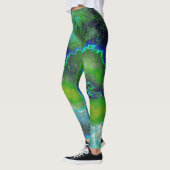 Leggings Calcaire Abstrait en vert citron et bleu (Gauche)