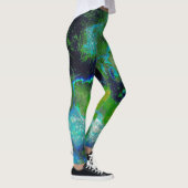 Leggings Calcaire Abstrait en vert citron et bleu (Droite)